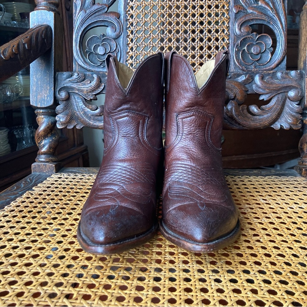 Women’s Brown Frye Billie Western Ankle Boots - Picture 2 of 14